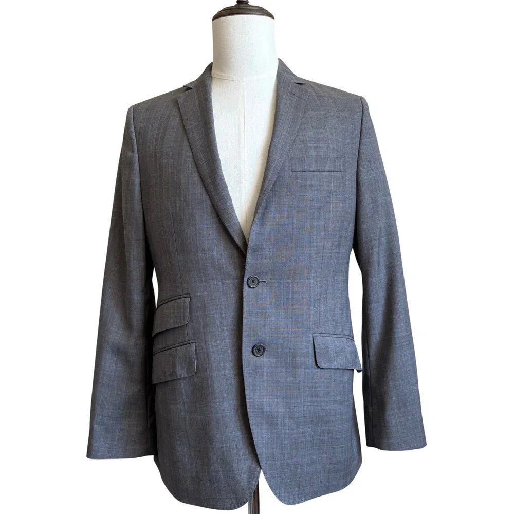 Banana Republic Blazer 38R Grey Glen Plaid Modern Slim Fit Wool Sport Coat